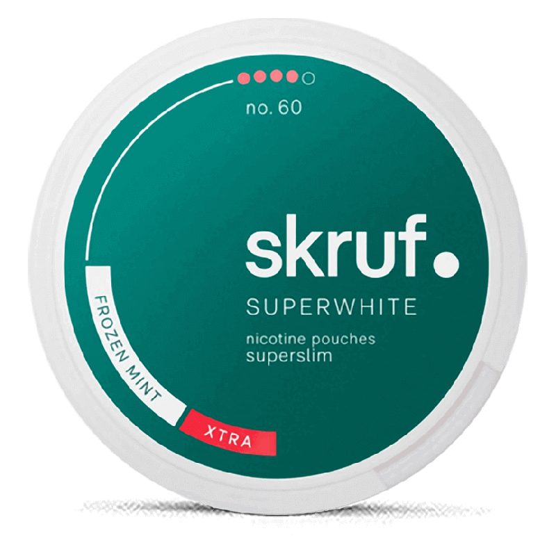 Skruf Superwhite no. 60 Frozen Mint Superslim Xtra Strong Product Label Skruf Superwhite no. 60 Frozen Mint Superslim Xtra Strong Product Label